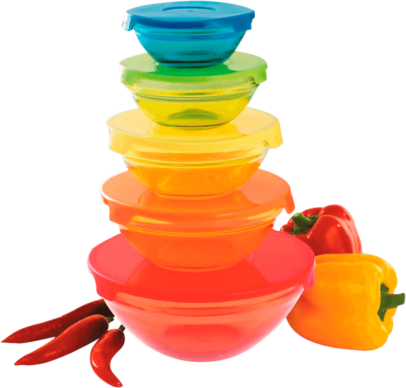 Conjunto Tigelas Tampas Coloridas Casa Ambiente Vidro Plástico Conjunto Tigelas Tampas Coloridas Casa Ambiente Vidro Plástico 5 Peças