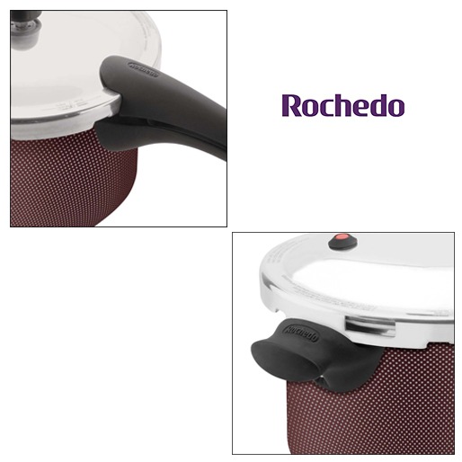 Panela de Pressão Rochedo Turbo Top Revestida Grená fechamento externo