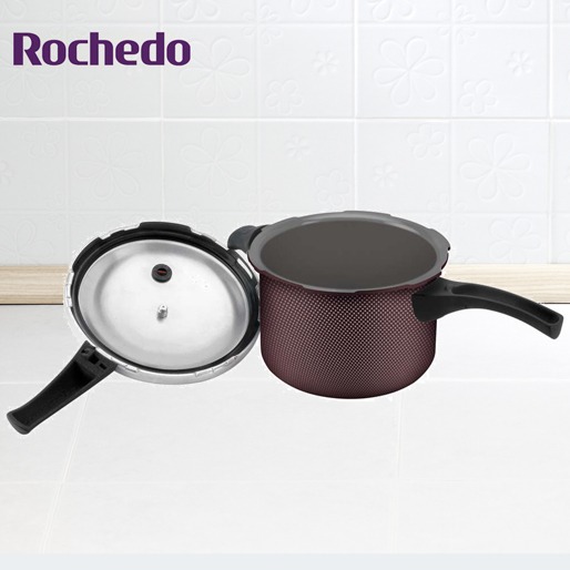 Panela de Pressão Rochedo Turbo Top Revestida Grená revestimento interno externo