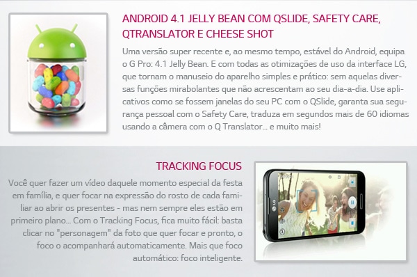 Smartphone LG Optimus com Android 4.1 e Tracking Focus