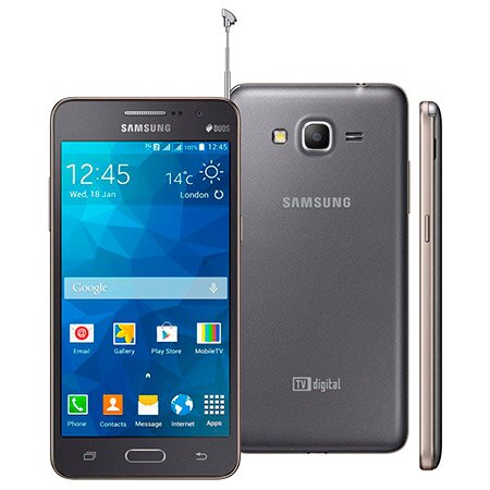 Smartphone Samsung Galaxy Gran Prime Duos    TV Cinza com TV