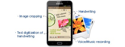 Smartphone Samsung Galaxy Note com bloco de notas especial