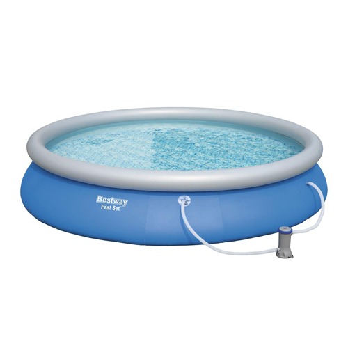 Piscina de lona com 457cm de diâmetro e 84 cm de altura Piscina Bestway Fast Set 57315 Filtro 9.677 Litros