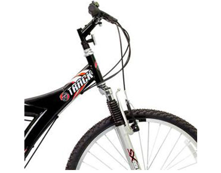 Passeie tranquilamente com a Bicicleta Aro 26 Track Bikes TB100XS - Bicicleta traz freios eficientes e refletores para passeios ciclísticos à noite