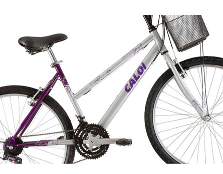 bicicleta Caloi Ventura Aro 26 Prata Violeta detalhe