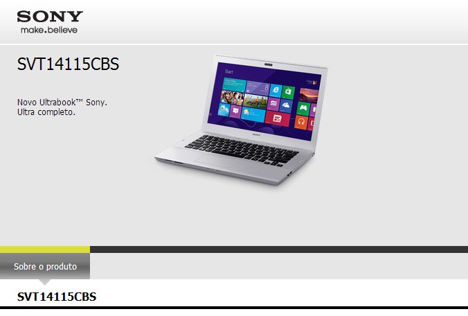 Ultrabook Sony Vaio SVT14115CBS