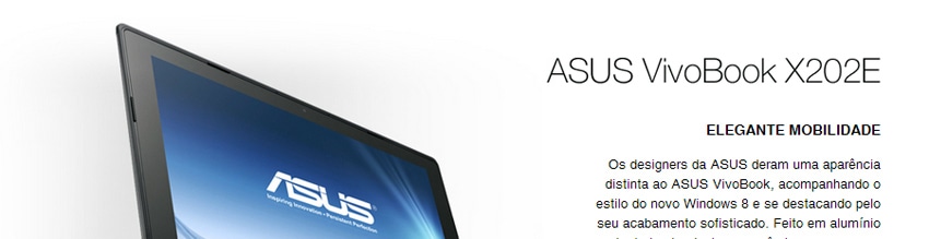 Notebook Asus VivoBook X202E-CT041H com tela de 11.6 polegadas