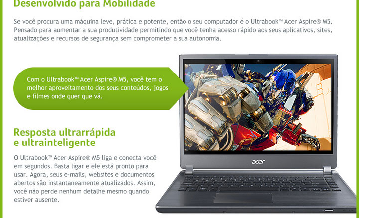 Ultrabook Acer Aspire M5-481T-6650 acesso rápido