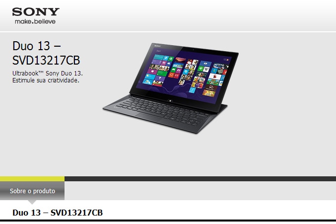 Ultrabook Sony Vaio Duo 13 SVD13217CBB
