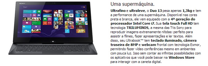 Ultrabook Sony Vaio Duo 13 SVD13217CBB