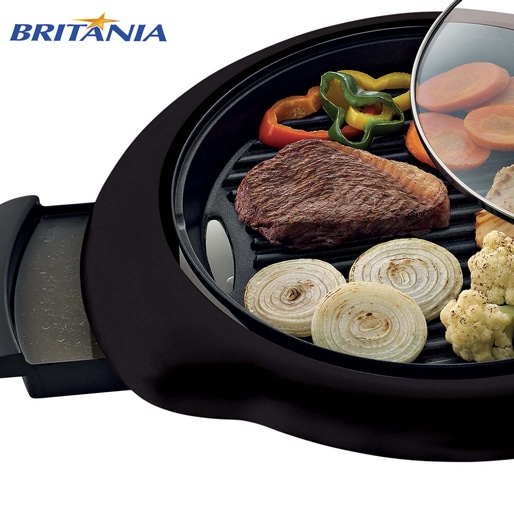 Chapa ondulada antiaderente e removível Grill Britânia Multi bandeja coletora