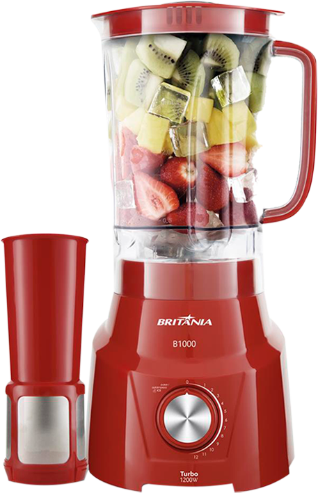 Lâminas integradas ao copo Liquidificador Britânia B1000 com 1200W de potência