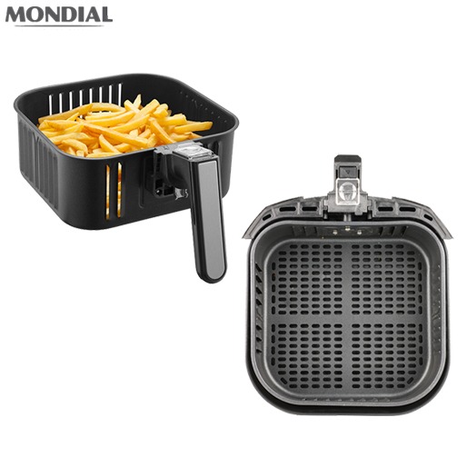 Timer de 60 minutos Fritadeira Air Fryer Mondial Grand Family 5 Litros AF17 Preto Prata fritar alimentos batata frita timer 60 minutos