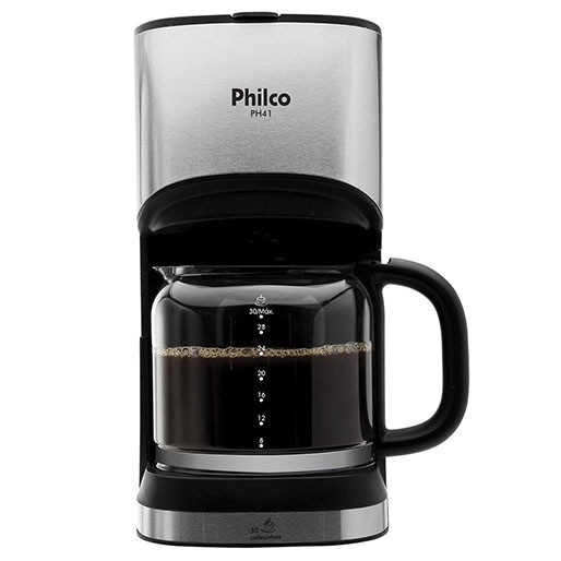 cafeteira elétrica philco ph41 aço escovado preto