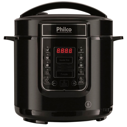 Panela Eletrica de Pressão Philco PP01 Digital 6 litros inox preto