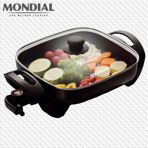 Panela Elétrica Mondial Quadrada PE-03 - Preta Panela Elétrica Mondial Quadrada PE03