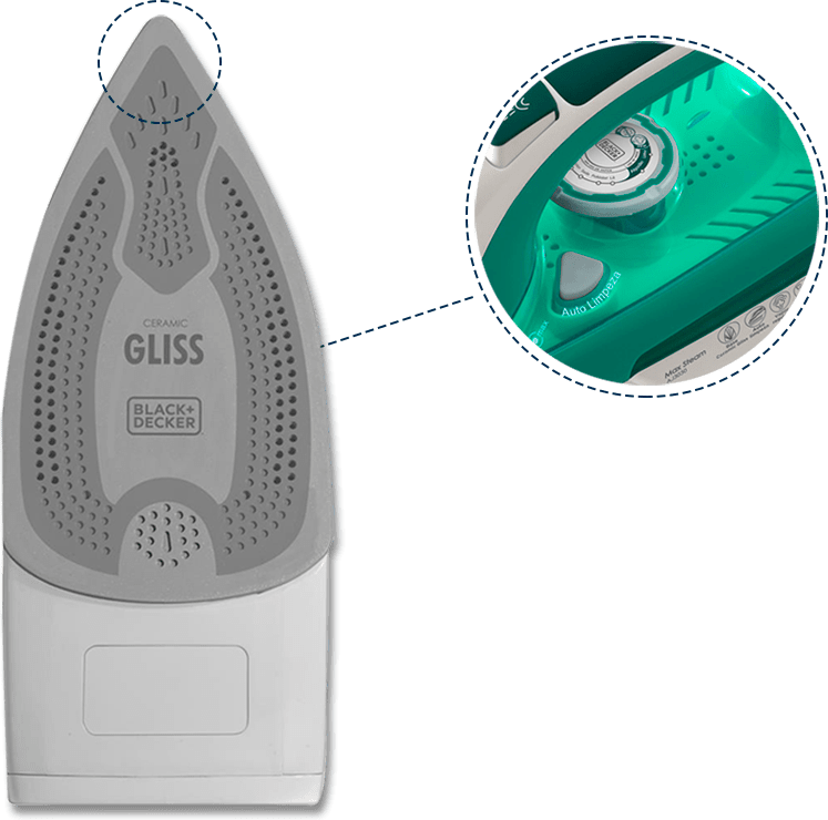 Cabo anatômico com giro de 360° Ferro Vapor Black Decker cabo anatômico