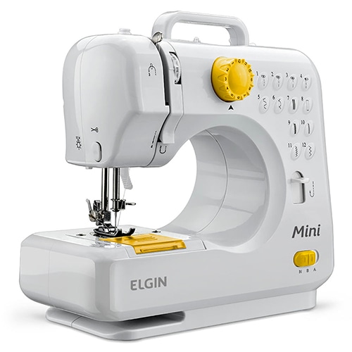 Painel fácil de operar Máquina Costura Mecânica Elgin Mini BL1004 Bivolt Branca