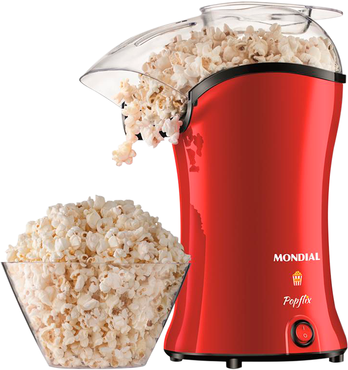 Possui base antiderrapante e guarda-fio Pipoqueira Mondial PopFlix