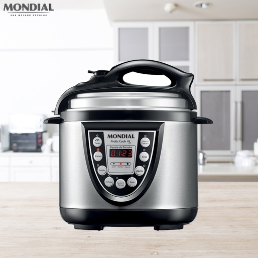 Panela Elétrica Pressão Mondial Pratic Cook Preto Inox