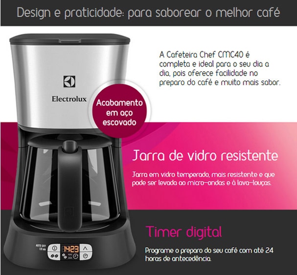 Prepare o Café Rapidamente Máquina de Café Chef Timer Digital
