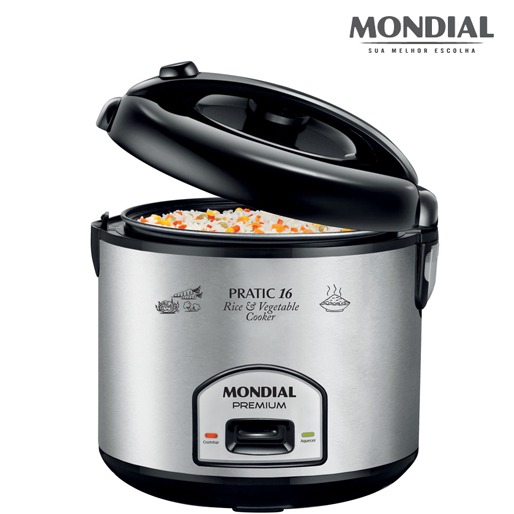 Panela Elétrica Mondial Pratic Rice 16 - Prata/Preto Panela Elétrica Mondial Pratic Rice 16 eletroportátil alimento