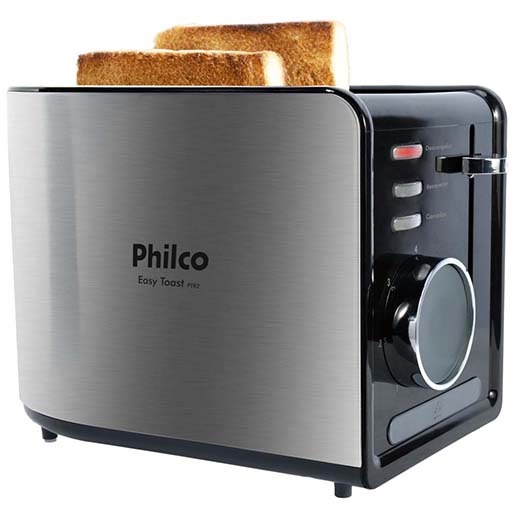Torradeira Philco Easy Toast de Aço Escovado Preto Torradeira Philco Easy Toast PTR2