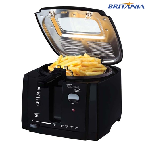 Alimentos preparados em poucos minutos Fritadeira Britânia Frita Fácil Plus 3 Tampa Removível