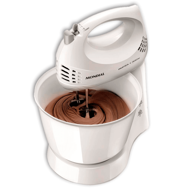 Design moderno Batedeira Mondial Prática Branca B-44 design