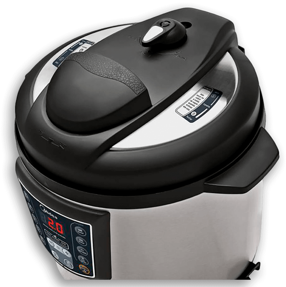 Acabamento resistente em aço inox Panela de Pressão Elétrica PE-47 Pratic Cook Mondial acabamento
