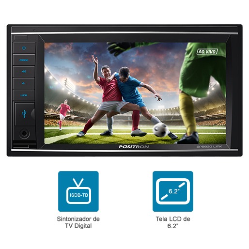 som automotivo positron tv digital tela 6,2