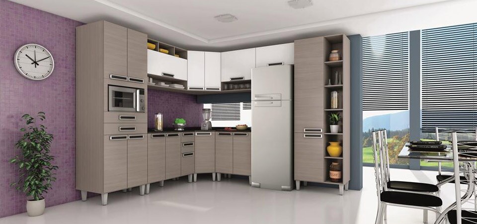 Cozinha Itatiaia Royale com 16 Portas e 5 Gavetas ...