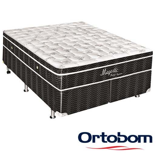 Cama Box e Colchão Ortobom Magestic Queen Size cama box colchão ortobom magestic queen size
