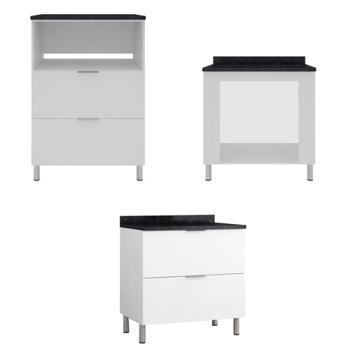 Cozinha Modulada Bartira Rubi 3 Balcões