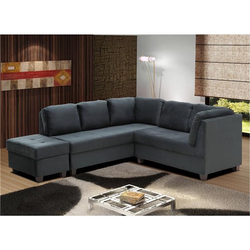 Sofá De Canto Master Royal Com Puff Em Tecido Suede Veludo Sofás Sofá De Canto Master Royal Com Puff