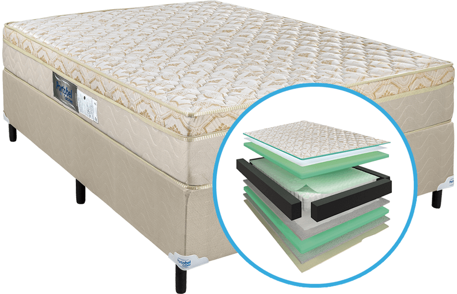 Cama Box Casal Portobel Diplomata Light Bege