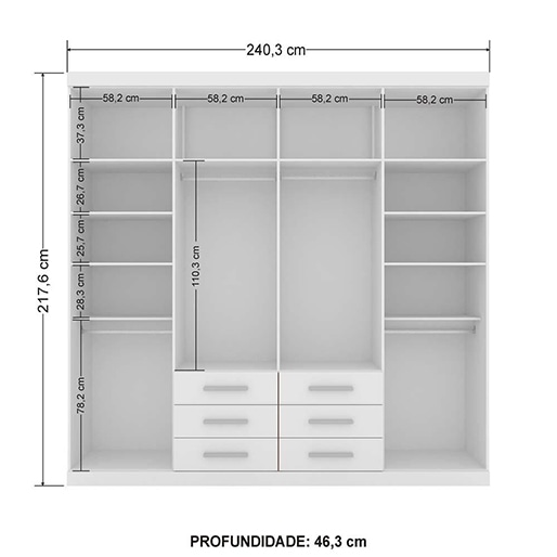 Guarda-Roupa Santos Andirá Havana Master 10 Prateleiras