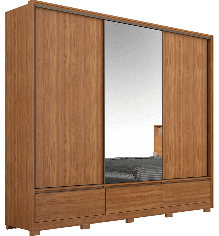 Espelho com medidas de 181cm x87cm (LxA) Guarda-Roupa Demartêz Toledo espelho