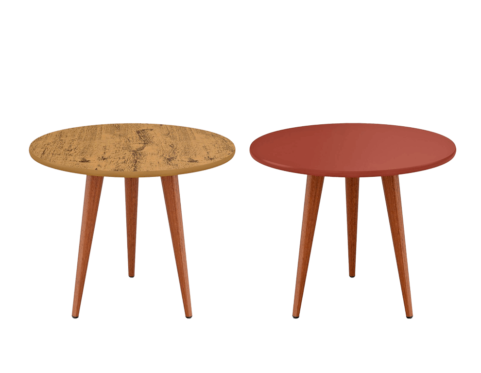 Tampo em MDF com pintura UV Mesa Lateral Baixa Star Patrimar estrutura