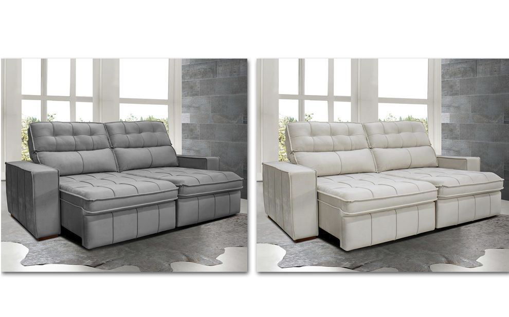 Sofá 3 Lugares Gralha Azul Amsterdã com Assento Ponto