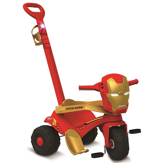 Triciclo Velocipede Bandeirante Homem de Ferro com Empurrador Triciclo Velocipede Bandeirante Homem de Ferro com Empurrador Haste Pedal Criança