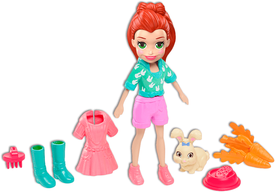 Produzidos em plástico Conjunto Polly Pocket Mattel Lila Coelhinho plástico
