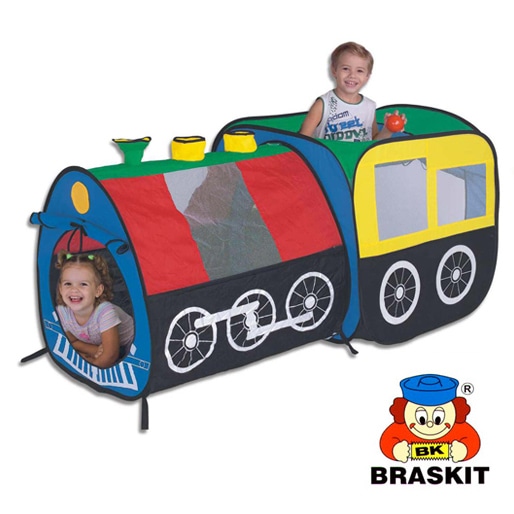 brinquedo toca locomotiva braskit 100 bolinhas