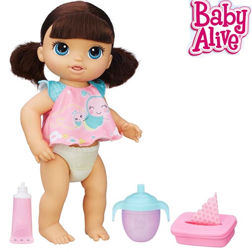 Vem com acessórios que a criançada vai adorar Boneca Baby Alive Hasbro mamadeira escova água xixi bebê mãe