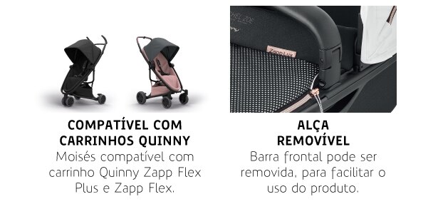 Compatível com carrinhos Quinny e alça reversível Compatível com carrinhos Quinny e alça reversível