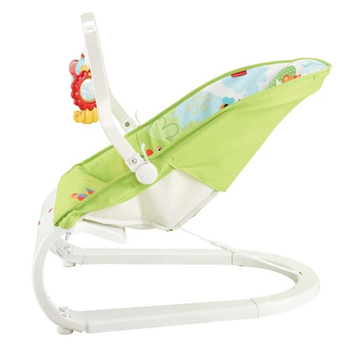 Estrutura resistente e base antiderrapante Cadeira Vibratória Fisher Price Amigos Floresta