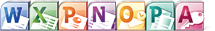 Word, Excel, PowerPoint, OneNote, Outlook, Access, Publisher