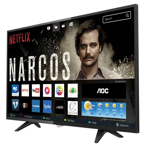 Smart TV LED 32" HD AOC LE32S5970 com Wi-Fi, Botão Netflix, App Gallery