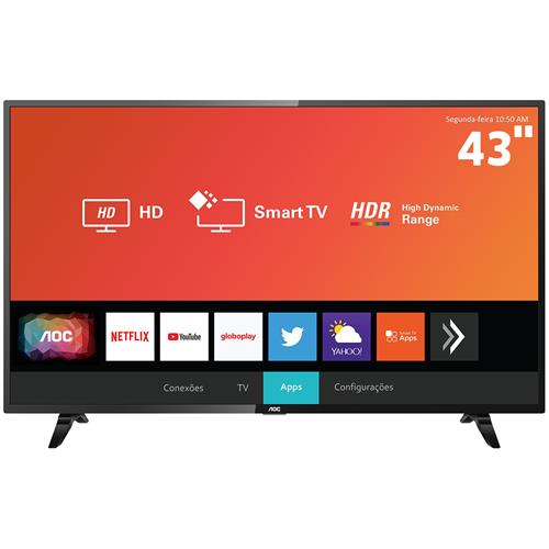 Smart TV LED 43" Full HD AOC 43S5295/78G com HDR, Wi-Fi, Miracast, Botão Netflix, Botão YouTube, Conversor Digital Integrado, HDMI e USB é boa?