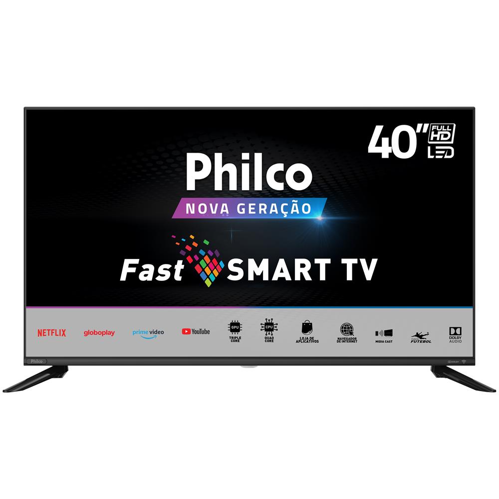 Smart TV LED 40" Full HD Philco PTV40G60SNBL com Processador Quad Core, GPU Triple Core, Dolby Audio, Mídia Cast, Wi-Fi, HDMI e USB